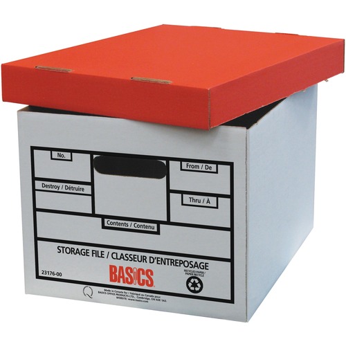 Basics® Quick Set-up Storage Boxes 12" x 15" x 10" 6/pkg - External Dimensions: 12" Width x 15" Depth x 10"Height - Media Size Supported: Legal, Letter - Lift-off Closure - Stackable - For File - Recycled - 6 / Pack