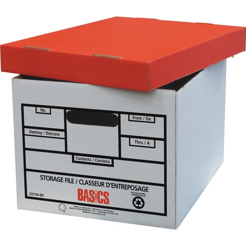 Basics® Quick Set-up Storage Boxes 12" x 15" x 10" 12/ctn - External Dimensions: 12" Width x 15" Depth x 10"Height - Media Size Supported: Legal, Letter - Lift-off Closure - Stackable - For File - Recycled - 12 / Carton