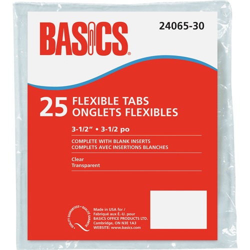 Basics® Flexible Tabs 3-1/2" Clear 25/pkg - 3.50" Tab Width - Clear Tab(s) - 25 / Pack
