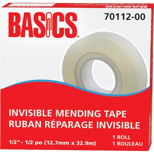 Basics® Invisible Mending Tape Refill 1/2" (12.7 mm x 32.9 m) - 36 yd (32.9 m) Length x 0.50" (12.7 mm) Width - 0.50" (12.70 mm) Thickness - 1 Each - Clear