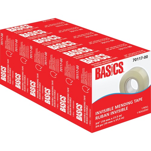 Basics® Invisible Mending Tape Refill 3/4™ (19 mm x 25.4 m) - 27.8 yd (25.4 m) Length x 0.75" (19 mm) Width - 0.75" (19.05 mm) Thickness - 6 / Pack - Clear