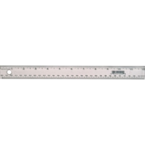 Basics® Flexible Transparent Ruler 12" - 12" Length - Imperial, Metric Measuring System - Plastic - Transparent