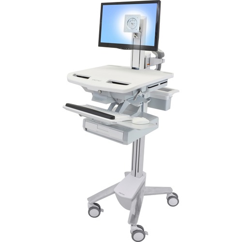 Ergotron StyleView Telepresence Cart, Dual Monitor - Up to 24" Screen Support - 44 lb Load Capacity - 50.50" Height x 17.50" Width x 31" Depth - Floor Stand - Aluminum
