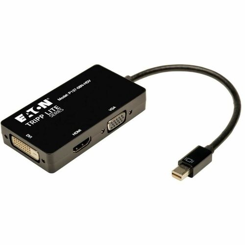 Tripp Lite by Eaton Keyspan Mini DisplayPort to VGA/DVI/HDMI All-in-One Adapter Video Converter, Black, 6 in. - Mini DisplayPort/VGA/DVI/HDMI for Audio/Video Device, Monitor, Tablet, MacBook Air - 6" - 1 x Mini DisplayPort Male Digital Audio/Video - 1 x D