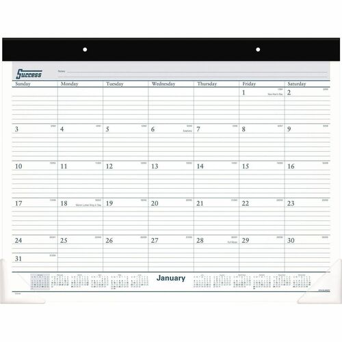 At-A-Glance Classic Monthly Desk Pad - Standard - Julian Dates - Daily, Monthly - 12 Month - January 2025 to December 2025 - 1 Day Single Page Layout - 21 3/4" x 17" Sheet Size - White Sheet - 2.37" x 2.87" Block - Headband - Desk Pad - Black, White - Pap