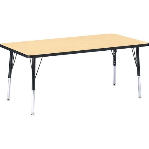 Jonti-Craft Berries Maple Top/Edge Rectangle Table - Laminated Rectangle, Maple Top - Adjustable Height - 15" to 24" Adjustment - 60" Table Top Length x 30" Table Top Width x 1.13" Table Top Thickness - 24" Height - Assembly Required - Powder Coated - Ste