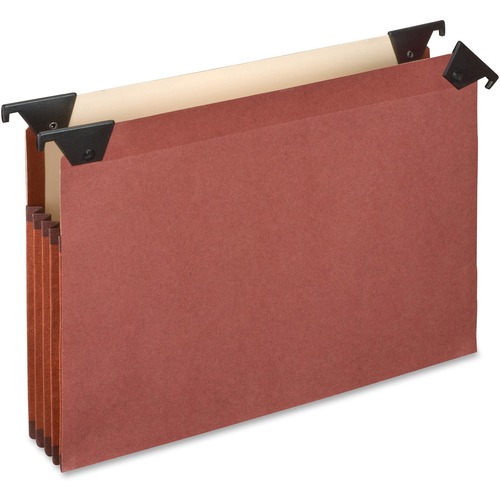 Pendaflex Letter Recycled Expanding File - 8 1/2" x 11" - 3 1/2" Expansion - Red Fiber - 10% Recycled - 5 / Box