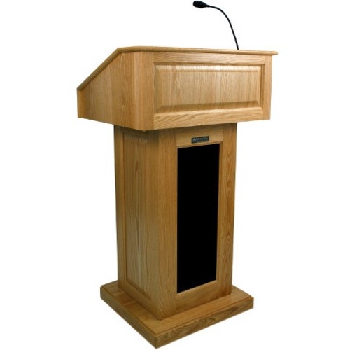 AmpliVox SW3020 - Wireless Victoria Lectern - 47" Height x 27" Width x 22" Depth - Clear Lacquer, Cherry - Solid Wood, Solid Hardwood
