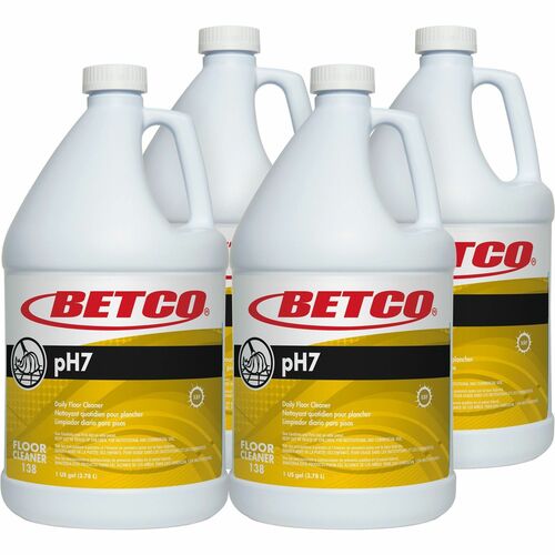 Betco PH7 Ultra Neutral Daily Floor Cleaner Concentrate - 128 fl oz (4 quart) - Lemon ScentBottle - 4 / Carton - Yellow