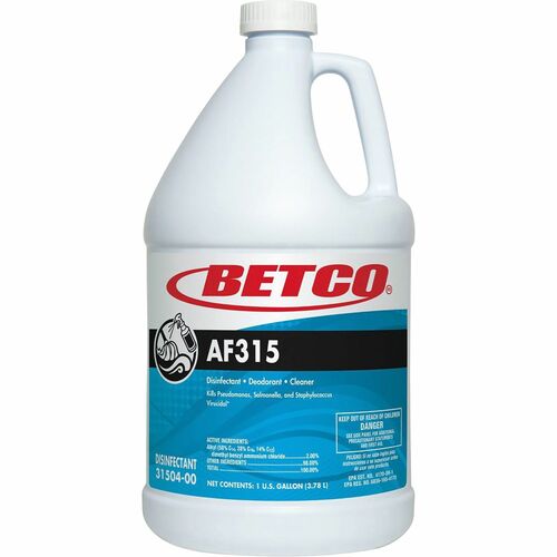 Betco AF315 Neutral PH Disinfectant, Detergent and Deodorant - For Floor, Wall - 128 fl oz (4 quart) - Citrus ScentBottle - 1 Each - Deodorize, Disinfectant, Anti-bacterial, Non-flammable - Turquoise