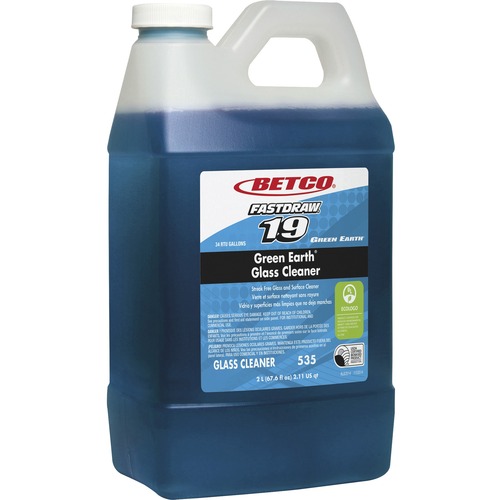 Betco Green Earth Glass Cleaner - FASTDRAW 19 - For Glass - Concentrate - 67.6 fl oz (2.1 quart) - Pleasant ScentBottle - 1 Each - Ammonia-free, Butyl-free, Non-scratching, Non-streaking, Anti-fog, Residue-free - Blue