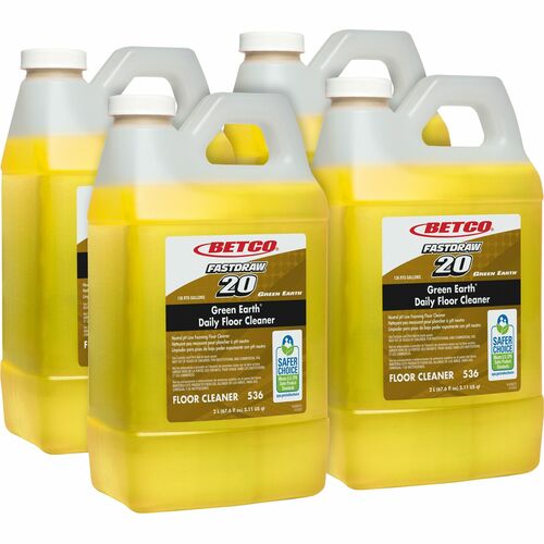 Betco Green Earth Daily Floor Cleaner - FASTDRAW 20 - For Floor - Concentrate - 67.6 fl oz (2.1 quart)Bottle - 4 / Carton - Deodorize, Fragrance-free - Yellow