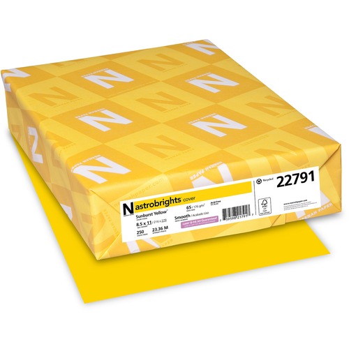 Astrobrights Colored Cardstock - Sun Yellow - Letter - 8 1/2" x 11" - 65 lb Basis Weight - 250 / Pack - Heavyweight, Durable, Lignin-free - Sunburst Yellow