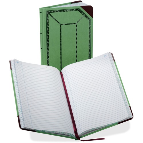 Boorum & Pease Boorum 67-1/8 Series Record-Ruled Account Books - 250 Sheet(s) - Sewn Bound - 12.50" x 7.63" Sheet Size - Green - Olive Green Cover - 1 Each