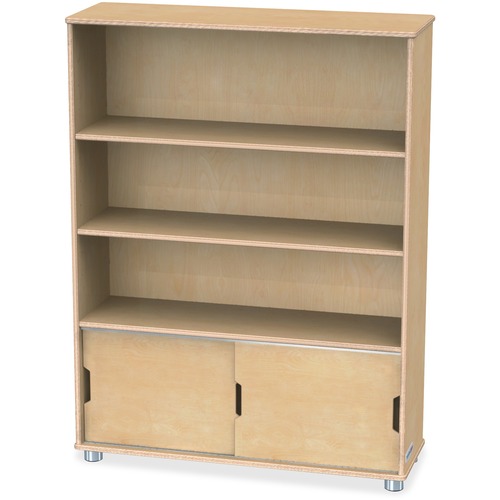 Jonti-Craft TrueModern Bookcase Storage - 3 Compartment(s) - 48" Height x 36" Width x 12" Depth - Adjustable Shelf, Durable - Baltic - Anodized Aluminum, Birch - 1 Each