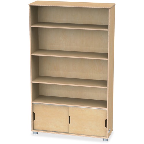 Jonti-Craft TrueModern Bookcase Storage - 4 Compartment(s) - 60" Height x 36" Width x 12" Depth - Adjustable Shelf, Durable - Baltic - Anodized Aluminum, Birch - 1 Each