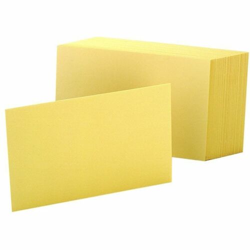 Oxford Colored Blank Index Cards - 100 Sheets - Plain - 4" x 6" - Canary Paper - Durable - 100 / Pack