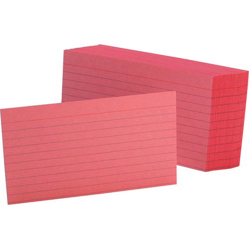 Oxford Colored Ruled Index Cards - 100 Sheets - Front Ruling Surface - Index Card - 3" x 5" - Cherry Paper - Durable - 100 / Pack