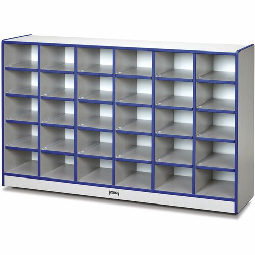 Jonti-Craft Rainbow Accents Toddler Single Storage - 30 Compartment(s) - 35.5" Height x 57.5" Width x 15" Depth - Laminated, Chip Resistant - Blue - Rubber - 1 Each