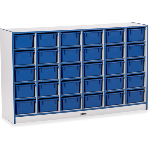 Jonti-Craft Rainbow Accents Cubbie-trays Storage Unit - 30 Compartment(s) - 35.5" Height x 57.5" Width x 15" Depth - Laminated, Chip Resistant - Blue - Rubber - 1 Each