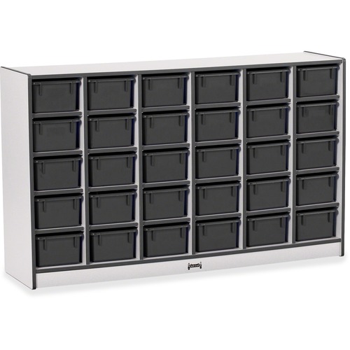 Jonti-Craft Rainbow Accents Cubbie-trays Storage Unit - 30 Compartment(s) - 35.5" Height x 57.5" Width x 15" Depth - Laminated, Chip Resistant - Black - Rubber - 1 Each