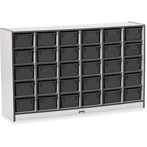 Jonti-Craft Rainbow Accents Cubbie-trays Storage Unit - 30 Compartment(s) - 35.50" Height x 57.50" Width x 15" Depth - Laminated, Chip Resistant - Black - Rubber - 1 Each