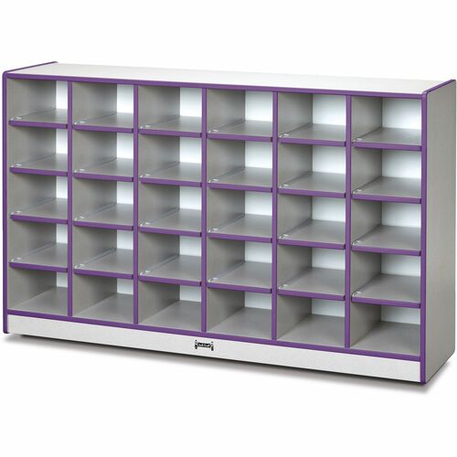 Jonti-Craft Rainbow Accents Toddler Single Storage - 30 Compartment(s) - 35.5" Height x 57.5" Width x 15" Depth - Laminated, Chip Resistant - Purple - Rubber - 1 Each