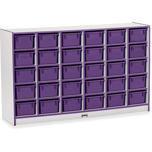 Jonti-Craft Rainbow Accents Cubbie-trays Storage Unit - 30 Compartment(s) - 35.5" Height x 57.5" Width x 15" Depth - Laminated, Chip Resistant - Purple - Rubber - 1 Each