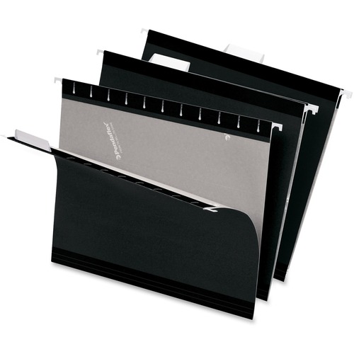 Pendaflex 1/5 Tab Cut Legal Recycled Hanging Folder - 8 1/2" x 14" - Internal Pocket(s) - Black - 10% Recycled - 25 / Box