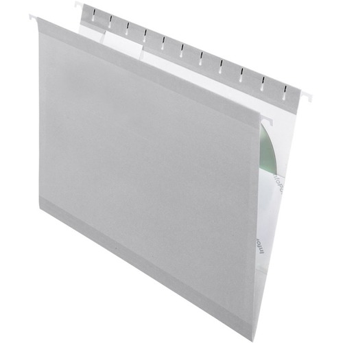 Pendaflex 1/5 Tab Cut Legal Recycled Hanging Folder - 8 1/2" x 14" - Internal Pocket(s) - Gray - 10% Recycled - 25 / Box