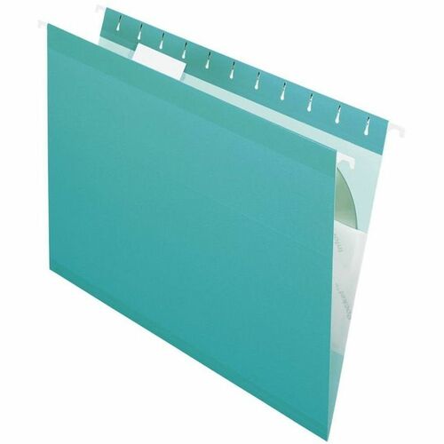 Pendaflex 1/5 Tab Cut Letter Recycled Hanging Folder - 8 1/2" x 11" - Aqua - 10% Recycled - 25 / Box