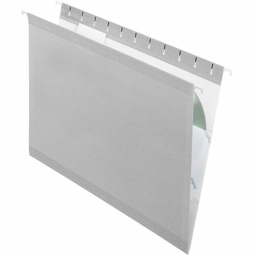 Pendaflex 1/5 Tab Cut Letter Recycled Hanging Folder - 8 1/2" x 11" - Gray - 10% Recycled - 25 / Box