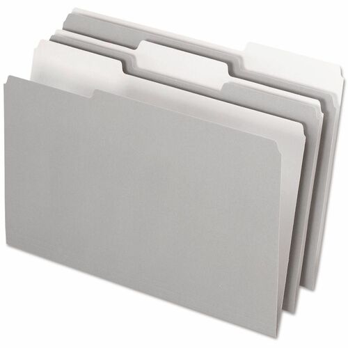 Pendaflex 1/3 Tab Cut Legal Top Tab File Folder - 8 1/2" x 14" - Internal Pocket(s) - Top Tab Location - Assorted Tab Position - 11 pt. - Gray - Acid-free, Reversible - 100 / Box