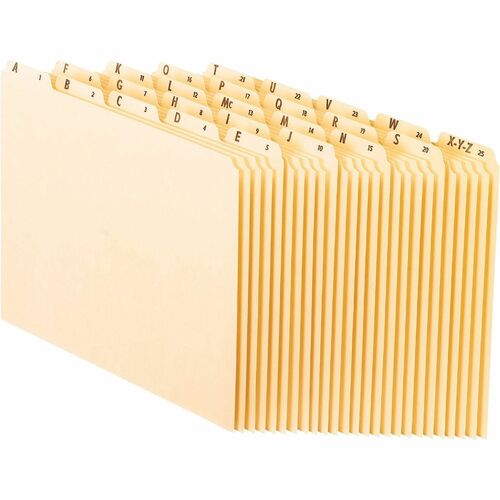 Pendaflex Manila Alphabetical File Guides - 25 x Divider(s) - Printed Tab(s) - Character - A-Z - Letter - 8.50" Width x 11" Length - Manila Pressboard Divider - Recycled - Heavyweight - 1 / Set