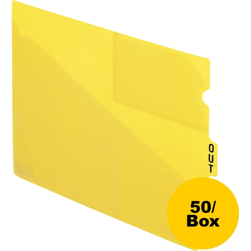 Pendaflex Poly End Tab Out Guides - 50 x Divider(s) - 9.5" Divider Width - Letter - 8.50" Width x 11" Length - Yellow Polypropylene Divider - Durable, Pocket, Wear Resistant, Tear Resistant, Moisture Resistant - 50 / Box