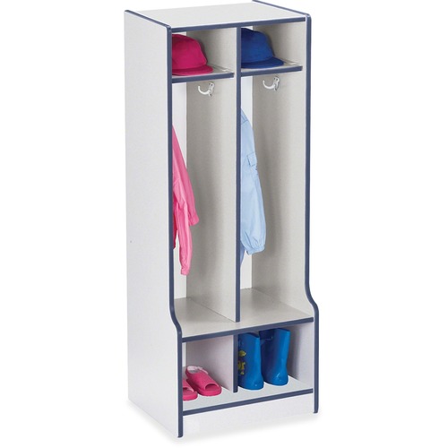 Jonti-Craft Rainbow Accents Double Coat Hooks Step Locker - 2 Compartment(s) - 50.5" Height x 20" Width x 17.5" Depth - Double Hook, Durable - Navy - 1 Each