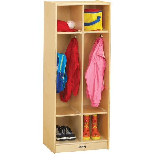 Jonti-Craft Rainbow Accents 2 Section Coat Locker - 2 Compartment(s) - 50.5" Height x 20" Width x 15" Depth - Double Hook, Durable, Rounded Corner, Yellowing Resistant - UV Acrylic - Baltic - Birch Plywood - 1 Each