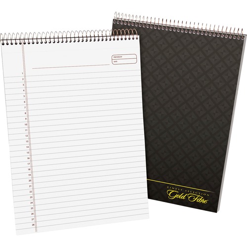 Ampad Gold Fibre Classic Wirebound Legal Pads - 70 Sheets - Wire Bound - 0.34" Ruled - 20 lb Basis Weight - 8 1/2" x 11 3/4" - 0.43" x 8.5" x 12.3" - White Paper - Brown Cover - Micro Perforated, Rigid, Chipboard Backing, Numbered, Easy Tear - 1 Each