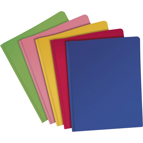 Oxford Letter Pocket Folder - 8 1/2" x 11" - 100 Sheet Capacity - 2 Internal Pocket(s) - Blue, Red, Pink, Green, Yellow - 25 / Box