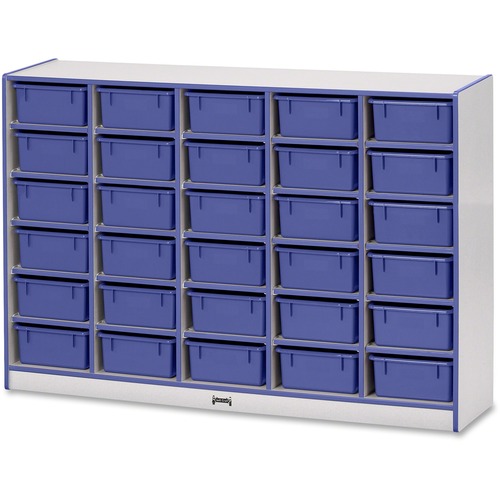Jonti-Craft Rainbow Accents Mobile Tub Bin Storage - 30 Compartment(s) - 42" Height x 60" Width x 15" Depth - Durable, Laminated - Blue - Hard Rubber - 1 Each