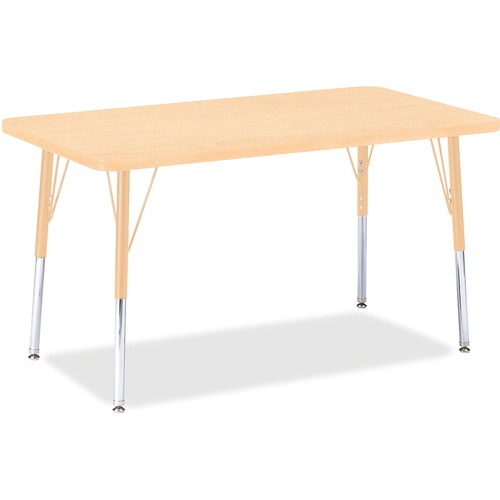 Jonti-Craft Berries Adult Height Maple Top/Edge Rectangle Table - Laminated Rectangle, Maple Top - Four Leg Base - 4 Legs - Adjustable Height - 24" to 31" Adjustment - 36" Table Top Length x 24" Table Top Width x 1.13" Table Top Thickness - 31" Height - A