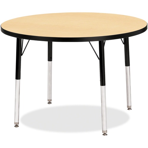 Jonti-Craft Berries Adult Height Color Top Round Table - Laminated Round, Maple Top - Four Leg Base - 4 Legs - Adjustable Height - 24" to 31" Adjustment x 1.13" Table Top Thickness x 36" Table Top Diameter - 31" Height - Assembly Required - Powder Coated 