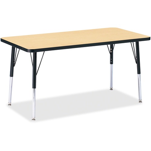 Jonti-Craft Berries Adult Height Color Top Rectangle Table - Laminated Rectangle, Maple Top - Four Leg Base - 4 Legs - Adjustable Height - 24" to 31" Adjustment - 48" Table Top Length x 24" Table Top Width x 1.13" Table Top Thickness - 31" Height - Assemb
