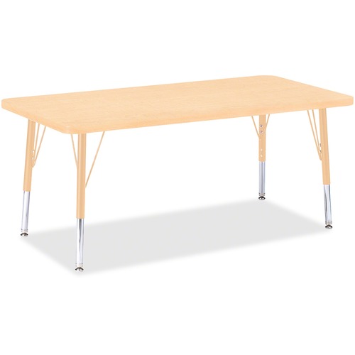 Jonti-Craft Berries Adult Height Maple Top/Edge Rectangle Table - Laminated Rectangle, Maple Top - Four Leg Base - 4 Legs - Adjustable Height - 24" to 31" Adjustment - 48" Table Top Length x 24" Table Top Width x 1.13" Table Top Thickness - 31" Height - A