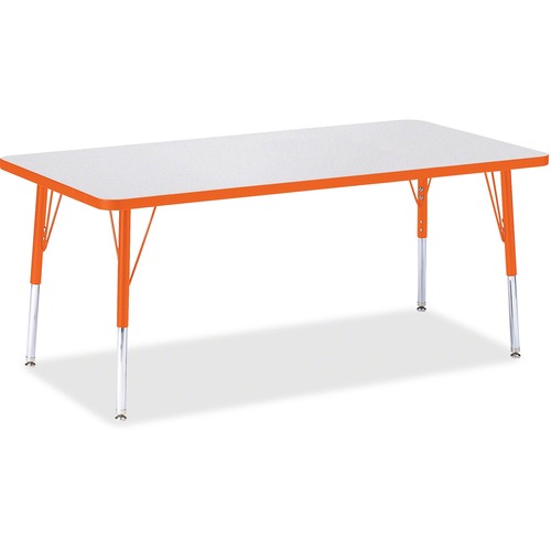 Jonti-Craft Berries Elementary Height Color Edge Rectangle Table - Laminated Rectangle, Orange Top - Four Leg Base - 4 Legs - Adjustable Height - 15" to 24" Adjustment - 60" Table Top Length x 30" Table Top Width x 1.13" Table Top Thickness - 24" Height -