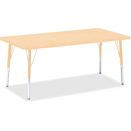 Jonti-Craft Berries Elementary Maple Top/Edge Rectangle Table - Laminated Rectangle, Maple Top - Four Leg Base - 4 Legs - Adjustable Height - 15" to 24" Adjustment - 60" Table Top Length x 30" Table Top Width x 1.13" Table Top Thickness - 24" Height - Ass