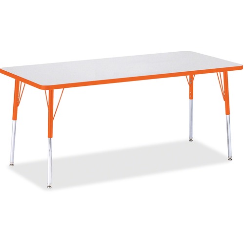 Jonti-Craft Berries Adult Height Color Edge Rectangle Table - Laminated Rectangle, Orange Top - Four Leg Base - 4 Legs - Adjustable Height - 24" to 31" Adjustment - 72" Table Top Length x 30" Table Top Width x 1.13" Table Top Thickness - 31" Height - Asse