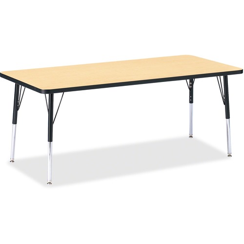 Jonti-Craft Berries Elementary Height Color Top Rectangle Table - Laminated Rectangle, Maple Top - Four Leg Base - 4 Legs - Adjustable Height - 15" to 24" Adjustment - 72" Table Top Length x 30" Table Top Width x 1.13" Table Top Thickness - Assembly Requi