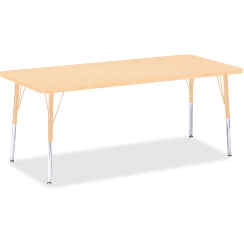 Jonti-Craft Berries Elementary Maple Top/Edge Rectangle Table - Laminated Rectangle, Maple Top - Four Leg Base - 4 Legs - Adjustable Height - 15" to 24" Adjustment - 72" Table Top Length x 30" Table Top Width x 1.13" Table Top Thickness - 24" Height - Ass