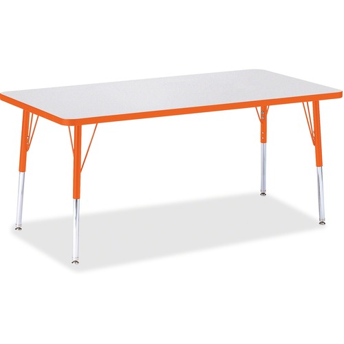 Jonti-Craft Berries Adult Height Color Edge Rectangle Table - Laminated Rectangle, Orange Top - Four Leg Base - 4 Legs - Adjustable Height - 24" to 31" Adjustment - 60" Table Top Length x 30" Table Top Width x 1.13" Table Top Thickness - 31" Height - Asse